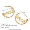 Women's Round Geometric Letter Text Earrings In Stainless Steel With Electroplated Finish