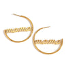 Women's Round Geometric Letter Text Earrings In Stainless Steel With Electroplated Finish