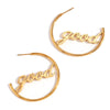 Women's Round Geometric Letter Text Earrings In Stainless Steel With Electroplated Finish