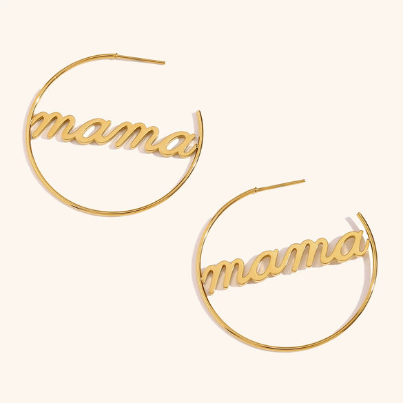 Women's Round Geometric Letter Text Earrings In Stainless Steel With Electroplated Finish