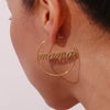 Women's Round Geometric Letter Text Earrings In Stainless Steel With Electroplated Finish