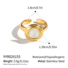 Women's Round Geometric Open Ring In Gold Plated Stainless Steel Unique Lightweight Fashion Jewelry Accessory