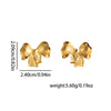 Women's Round Hoop And Bow Tie Stainless Steel Earrings With Electroplating Non Fading Geometric And Personalized Style