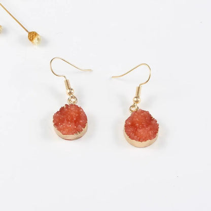 Womens Round Plastic  Resin Imitation Natural Stone Round  Earrings Go190430120011