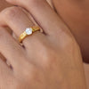 Women's Round Stainless Steel Ring With Zircon Setting And Geometric Design 18K Gold Plated Fashion Jewelry