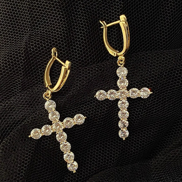 Women's Round Zircon Geometric Style Copper Earrings