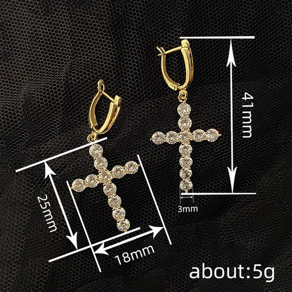 Women's Round Zircon Geometric Style Copper Earrings