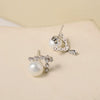 Women's S925 Freshwater Pearl Geometric Handmade Earrings Retro French Zircon Style