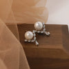 Women's S925 Freshwater Pearl Geometric Handmade Earrings Retro French Zircon Style