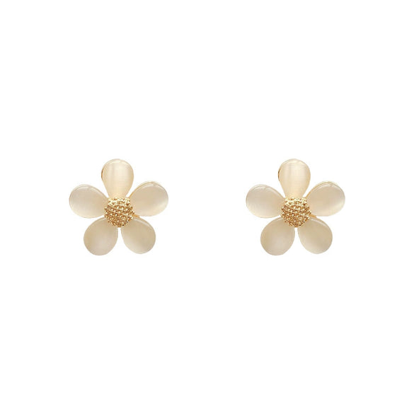 Women's S925 Silver And Alloy Flower Pearl Earrings With Geometric Design And Electroplating