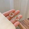 Women's S925 Silver And Alloy Flower Pearl Earrings With Geometric Design And Electroplating