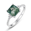 Women's S925 Silver Aqua Agate Geometric Ring With Diamond Design