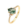 Women's S925 Silver Aqua Agate Geometric Ring With Diamond Design