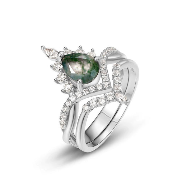 Women's S925 Silver Aqua Agate Ring With Diamond Design And Natural Style