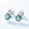 Women's S925 Silver Aquatic Agate Olive Branch Geometric Plant Flowers Earrings