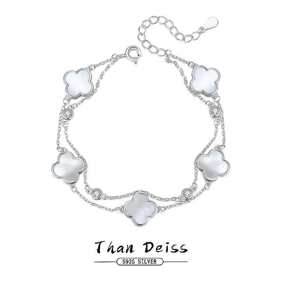 Women's S925 Silver Bracelet With Flower Pattern And Electroplating Process