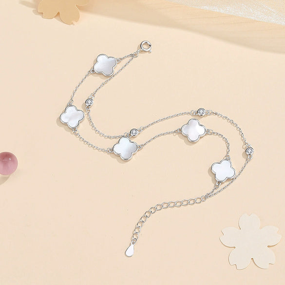 Women's S925 Silver Bracelet With Flower Pattern And Electroplating Process