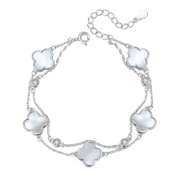 Women's S925 Silver Bracelet With Flower Pattern And Electroplating Process