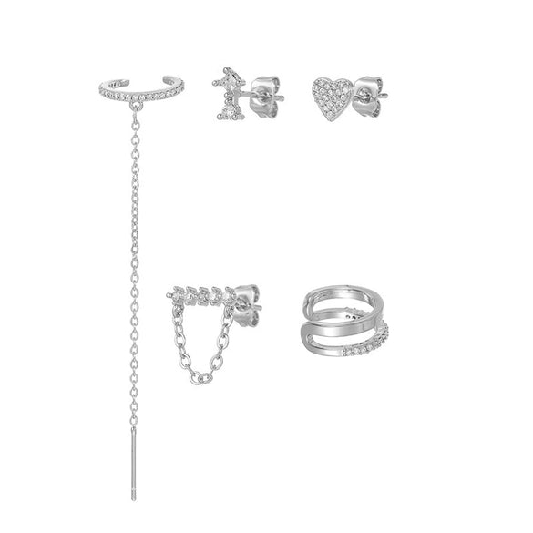 Women's S925 Silver Copper Plated Real Gold Geometric Circle Ear Buckle Earrings With Zirconia