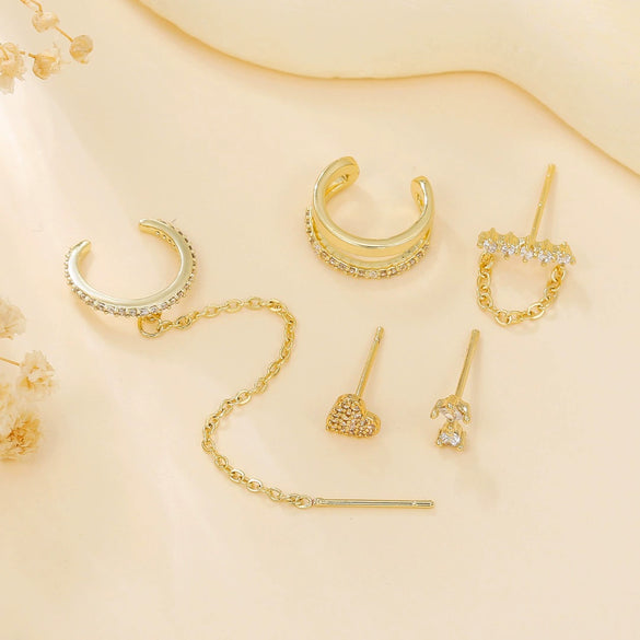 Women's S925 Silver Copper Plated Real Gold Geometric Circle Ear Buckle Earrings With Zirconia