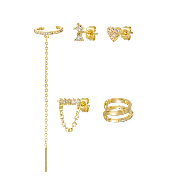 Women's S925 Silver Copper Plated Real Gold Geometric Circle Ear Buckle Earrings With Zirconia