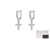 Women's S925 Silver Cross Earrings With Mosan Diamond Featuring Letters Numbers And Text Patterns