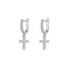 Women's S925 Silver Cross Earrings With Mosan Diamond Featuring Letters Numbers And Text Patterns