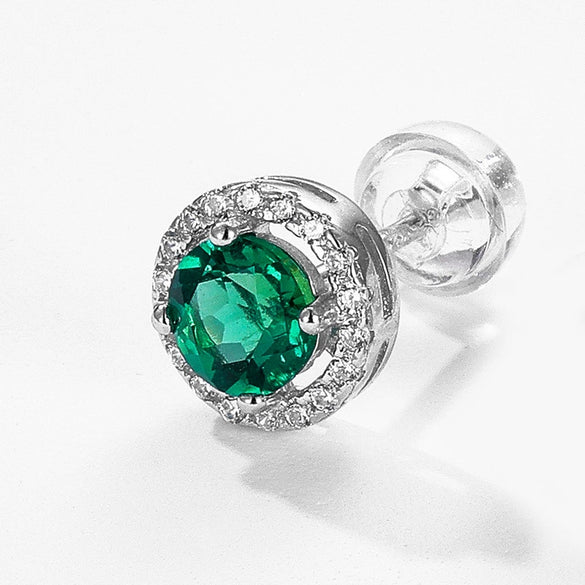 Women's S925 Silver Cultivating Emerald Retro Geometric Earrings With Diamond Design