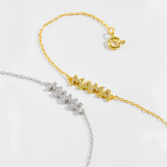Women's S925 Silver English Letter Simple Allmatch Classic Thin Chain Stacked Bracelet With Electroplating