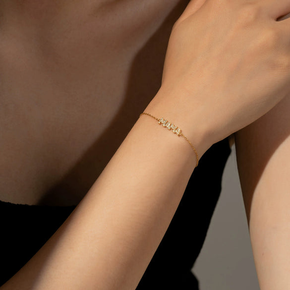 Women's S925 Silver English Letter Simple Allmatch Classic Thin Chain Stacked Bracelet With Electroplating