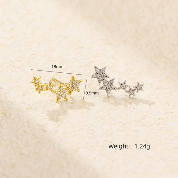 Women's S925 Silver Fivepointed Star Earrings With Electroplating