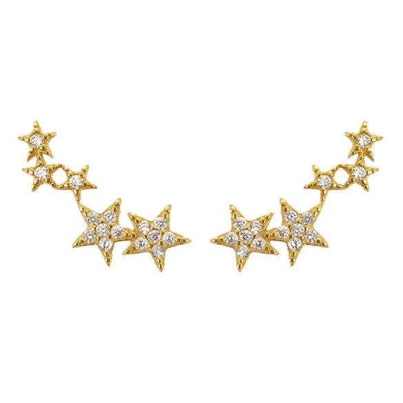 Women's S925 Silver Fivepointed Star Earrings With Electroplating