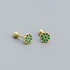 Women's S925 Silver Flower Drop Earrings With Dripping Oil Design