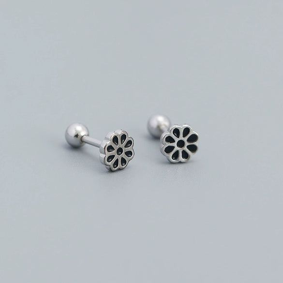 Women's S925 Silver Flower Drop Earrings With Dripping Oil Design