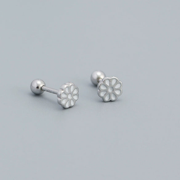 Women's S925 Silver Flower Drop Earrings With Dripping Oil Design