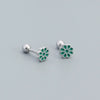 Women's S925 Silver Flower Drop Earrings With Dripping Oil Design
