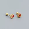 Women's S925 Silver Flower Drop Earrings With Dripping Oil Design