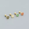 Women's S925 Silver Flower Drop Earrings With Dripping Oil Design