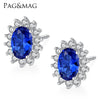 Women's S925 Silver Flower Earrings With Synthetic Sapphire Electroplated Noble Elegant Floral Design