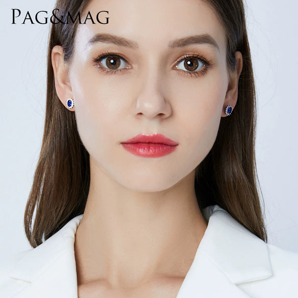 Women's S925 Silver Flower Earrings With Synthetic Sapphire Electroplated Noble Elegant Floral Design