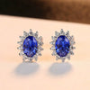 Women's S925 Silver Flower Earrings With Synthetic Sapphire Electroplated Noble Elegant Floral Design