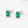 Women's S925 Silver Geometric Cultivation Emerald Retro Earrings