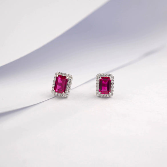 Women's S925 Silver Geometric Cultivation Emerald Retro Earrings