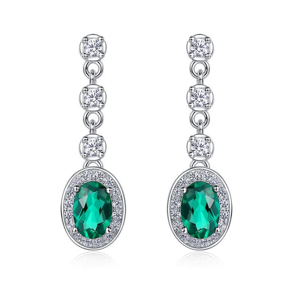 Women's S925 Silver Geometric Elegant Vintage Light Luxury Nurturing Emerald Earrings