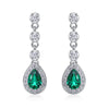 Women's S925 Silver Geometric Elegant Vintage Light Luxury Nurturing Emerald Earrings