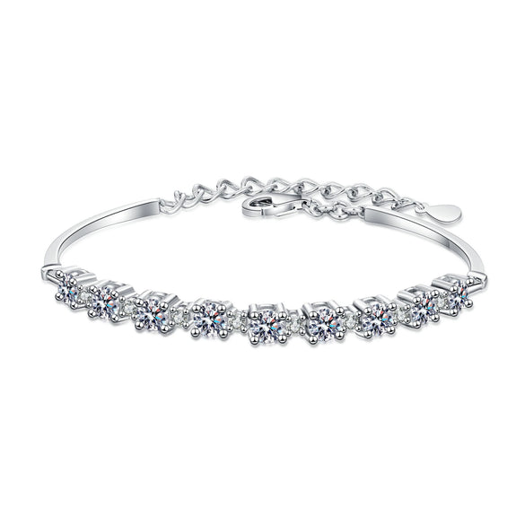 Women's S925 Silver Geometric Inlaid Moissanite Electroplated Bracelet