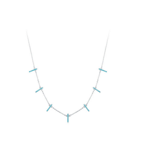 Women's S925 Silver Geometric Microinlay Bohemian Short Necklace Choker Neck Jewelry