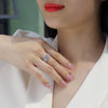 Women's S925 Silver Geometric Moissanite Ring Set With Diamonds Fashion Style