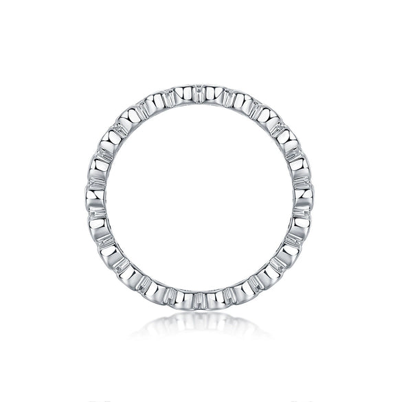 Women's S925 Silver Geometric Moissanite Ring Set With Diamonds Fashion Style