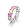 Women's S925 Silver Geometric Rainbow Zircon Inlaid Ring Fashion Light Luxury